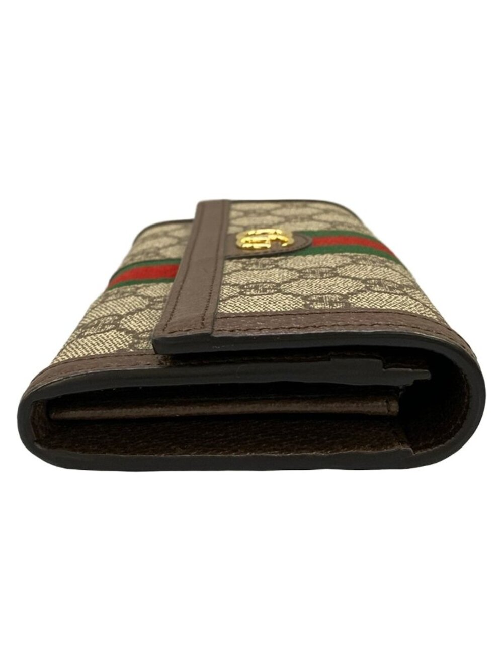 Gucci Wallet Ophidia Continental Dark Brown Red Green Sherry Line - Picture 10 of 11